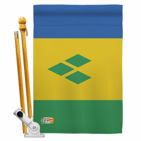 COSA 28 x 40 in. Saint Vincent Flags of the World Nationality Impressions Vertical House Flag Set CO2063008